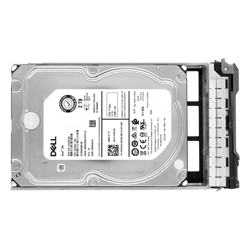 7RCGV  DELL 2TB 7.2K 12G SAS 3.5 LFF HARD DRIVE