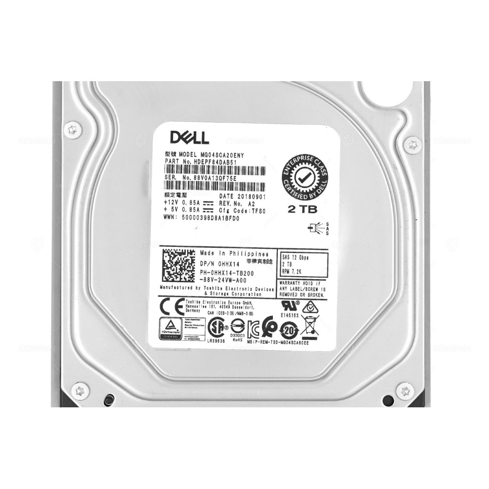 HHX14  DELL HDD 2TB 7.2K SAS 12G 3.5" LFF FOR POWEREDGE G11-G13