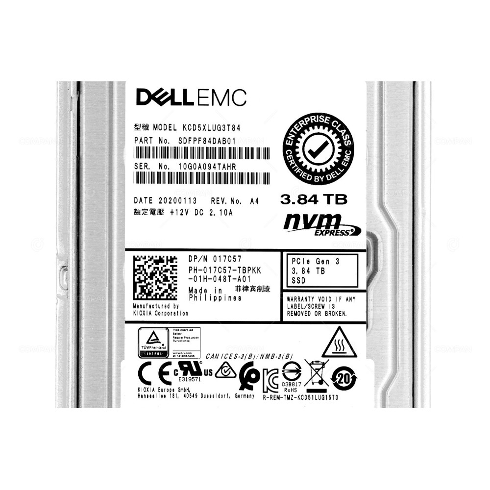 17C57 G14  DELL NVME SSD 3.84TB U.2 PCIE 3.0 X4 2.5" SFF FOR DELL POWEREDGE G14