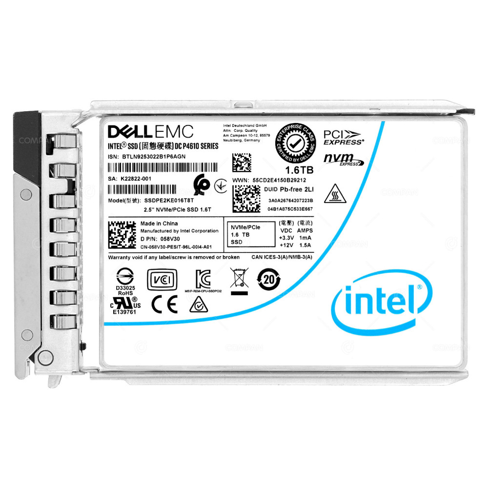 58V30 G14  DELL NVME SSD 1.6TB U.2 PCI-E 3.1 X4 2.5" SFF FOR POWEREDGE G14 G15