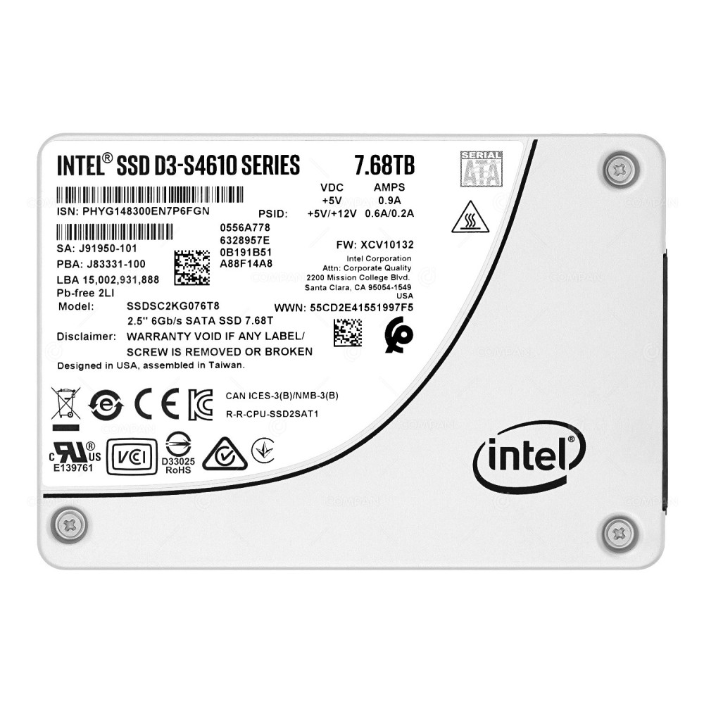 SSDSC2KG076T8  INTEL D3-S4610 SSD 7.68TB SATA 6G 2.5" SFF