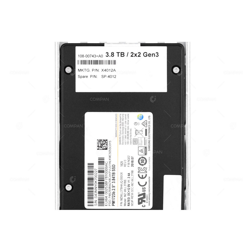 X4012A  NETAPP NVME SSD 3.8TB U.2 PCIE 3.0 X4 2.5" SFF FOR AFF A800