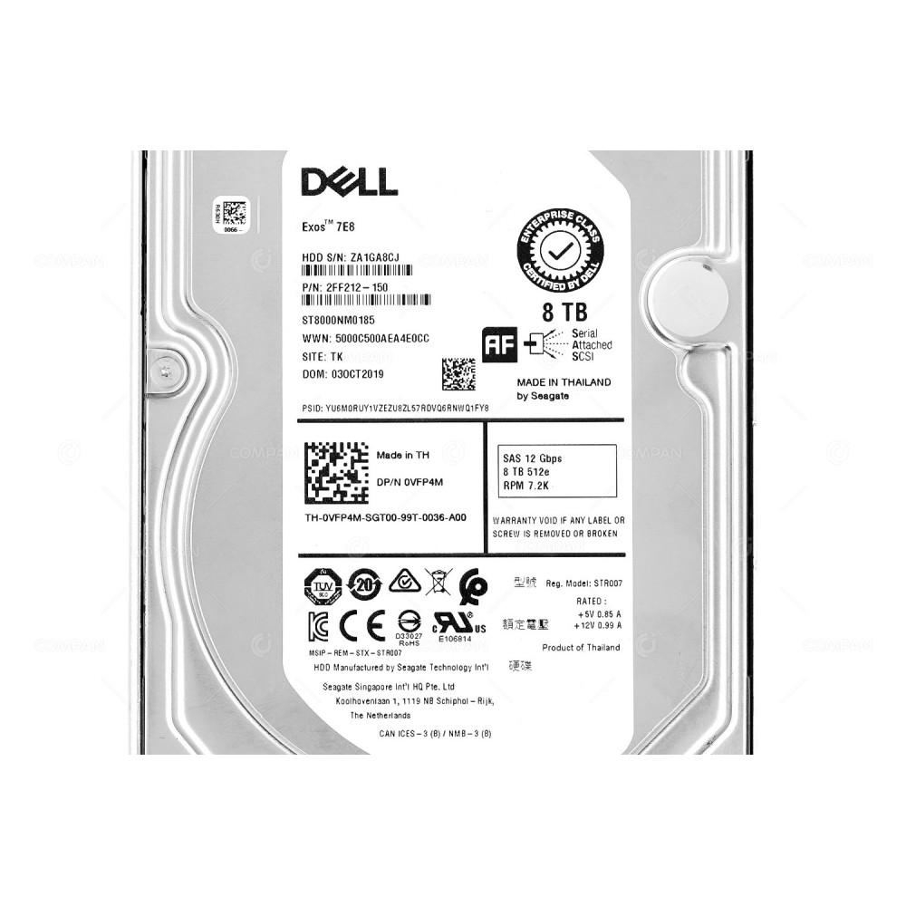 VFP4M G14  DELL HDD 8TB 7.2K SAS 12G 3.5" LFF FOR DELL POWEREDGE G14 G15