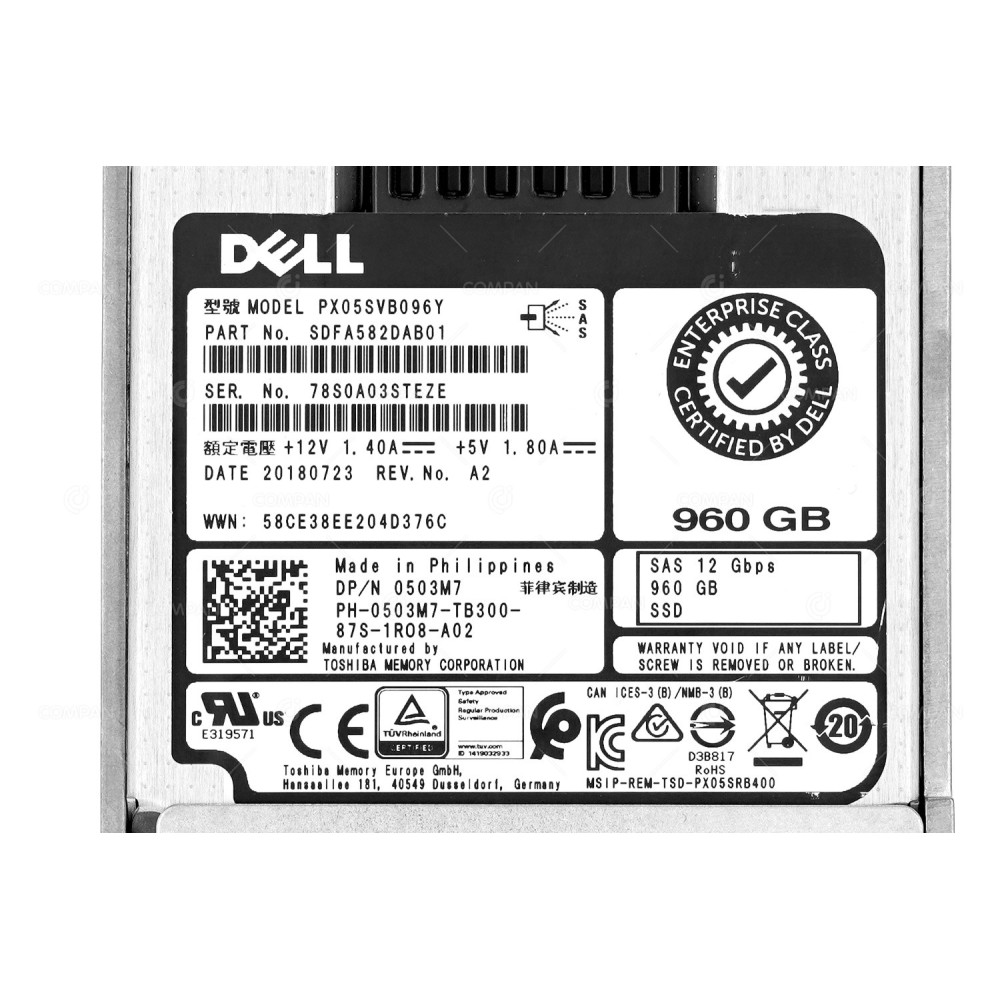 503M7 BLADE  DELL SSD 960GB SAS 12G 2.5" SFF FOR DELL POWEREDGE M630 M640