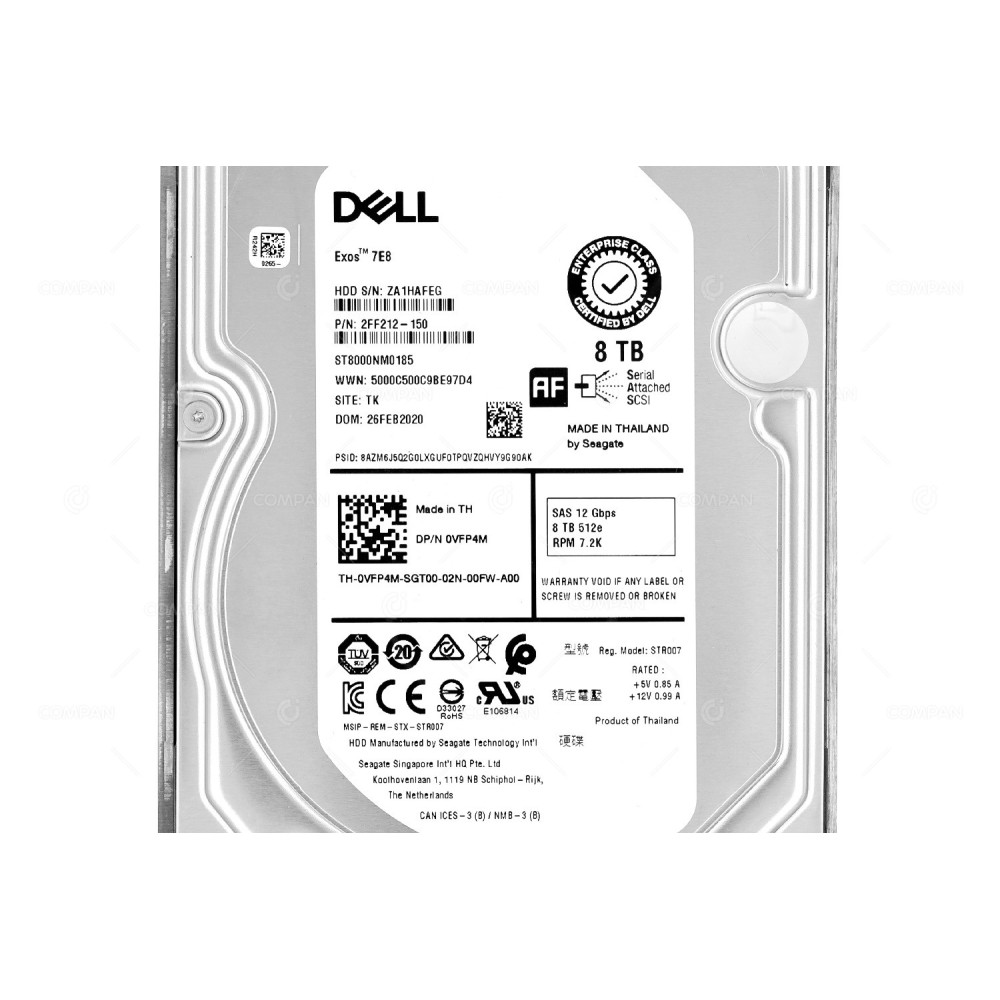 VFP4M  DELL 8TB 12G 7.2K SAS 3.5 LFF HARD DRIVE FOR G11 G12 G13