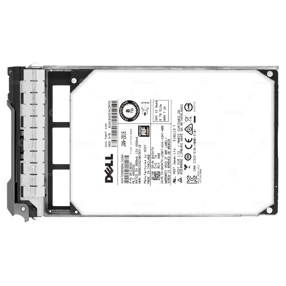 43V7V  DELL HDD 8TB 7.2K SAS 12G 3.5" LFF FOR DELL POWEREDGE G11 G12 G13
