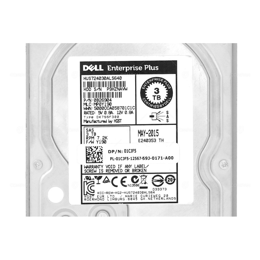 1CJF5  DELL HDD 3TB 7.2K SAS 6G 3.5" LFF FOR DELL POWERVAULT M-SERIES