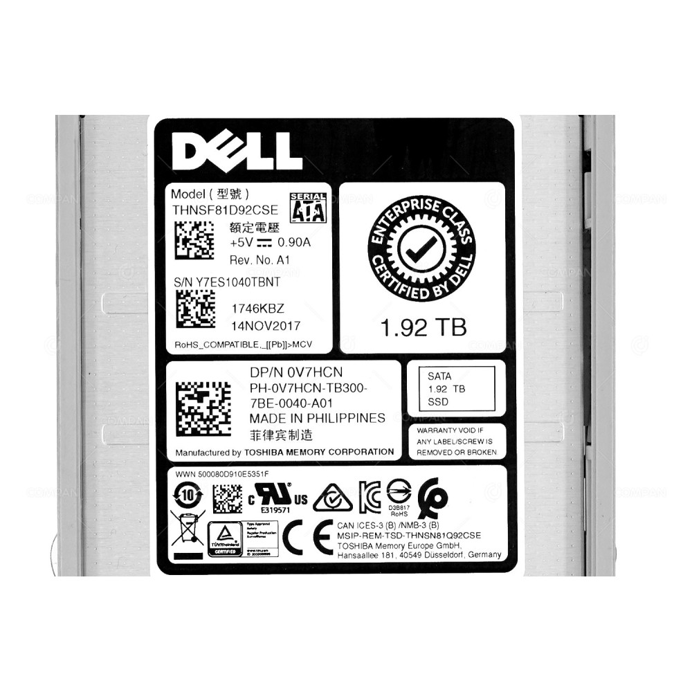 V7HCN  DELL 1.92TB 6G SATA 2.5 SFF SSD G13