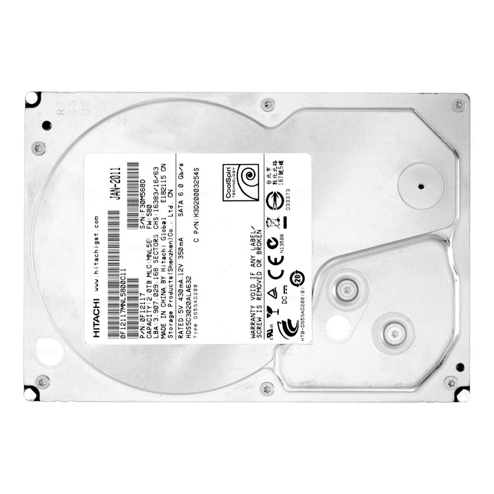 HDS5C3020ALA632  HITACHI 2TB 6G SATA 5.4K 3.5 LFF HARD DRIVE