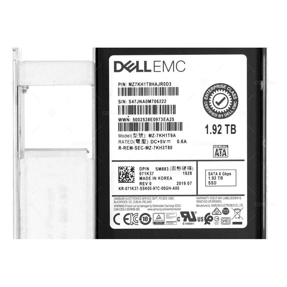 71K37  DELL SSD 1.92TB SATA 6G 3.5" LFF FOR DELL POWEREDGE G14