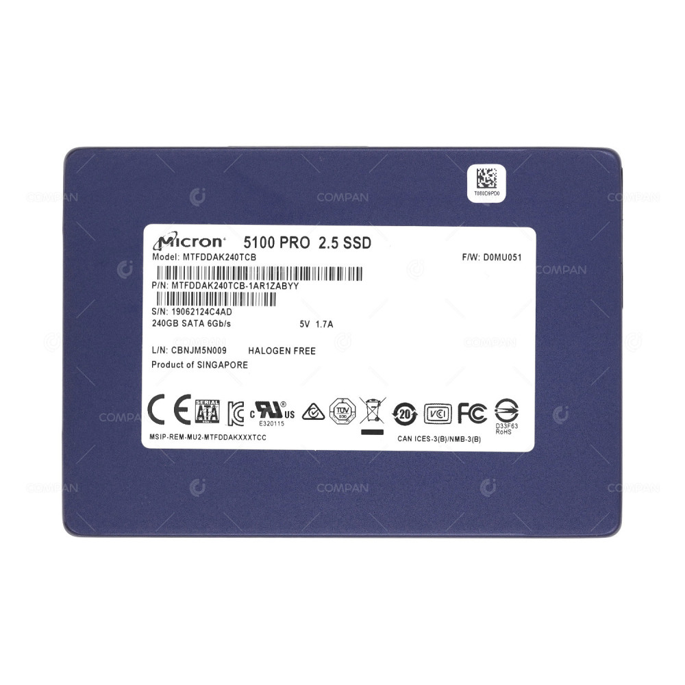 MTFDDAK240TCB  MICRON 240GB 6G 5100 PRO SATA 2.5 SSD