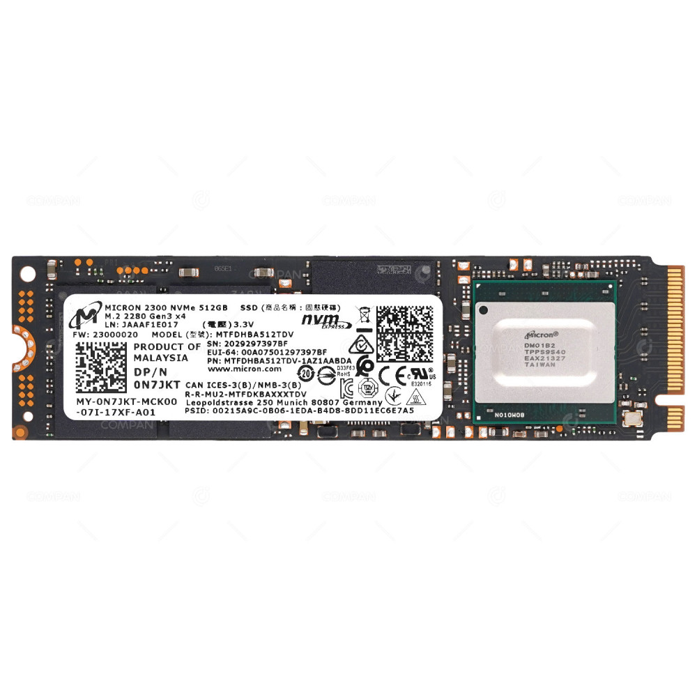 N7JKT  DELL 512GB NVME PCIE 3.0 X4 M.2 2280 SSD