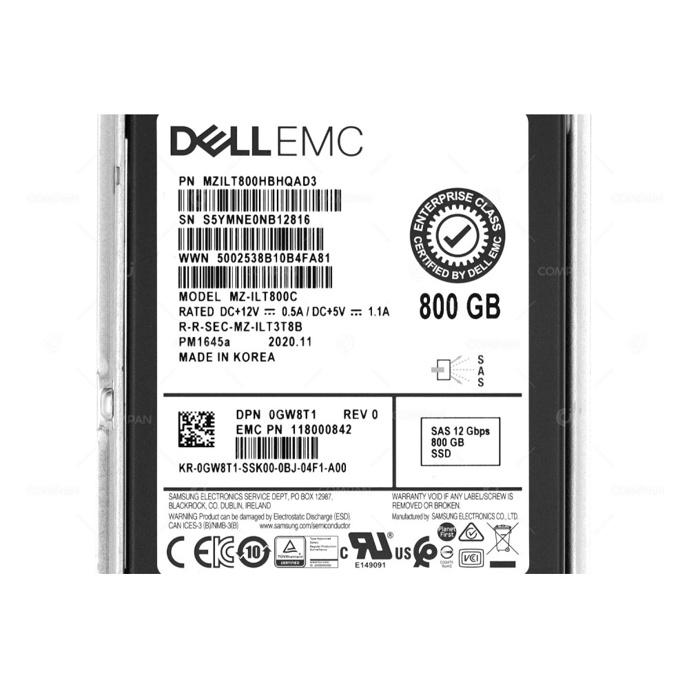 118000842  DELL SSD 800GB SAS 12G 2.5" SFF FOR DELL VXRAIL S570