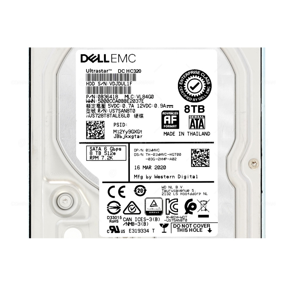 1WMVC G14  DELL HDD 8TB 7.2K SATA 6G 3.5" LFF FOR DELL POWEREDGE G14
