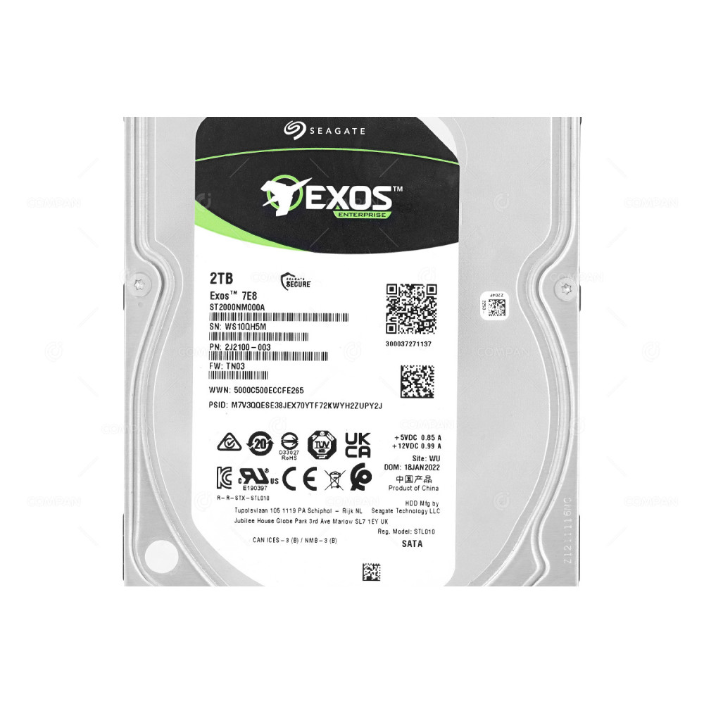 ST2000NM000A  SEAGATE HARD DRIVE 2TB 12G 7.2K EXOS 7E8 SATA 3.5 LFF 256MB CACHE