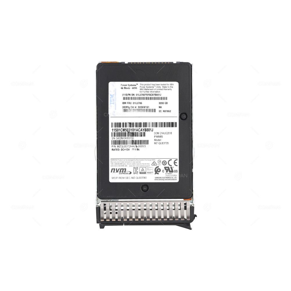 01LU765  IBM NVME SSD 3.2TB U.2 PCIE 3.0 X4 2.5" SFF FOR IBM POWER SYSTEM E980