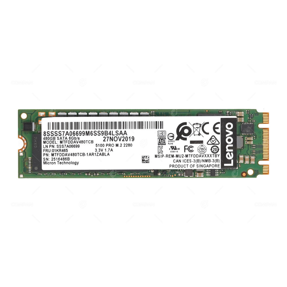01KR465  LENOVO 480GB 6G SATA M.2 2280 SSD