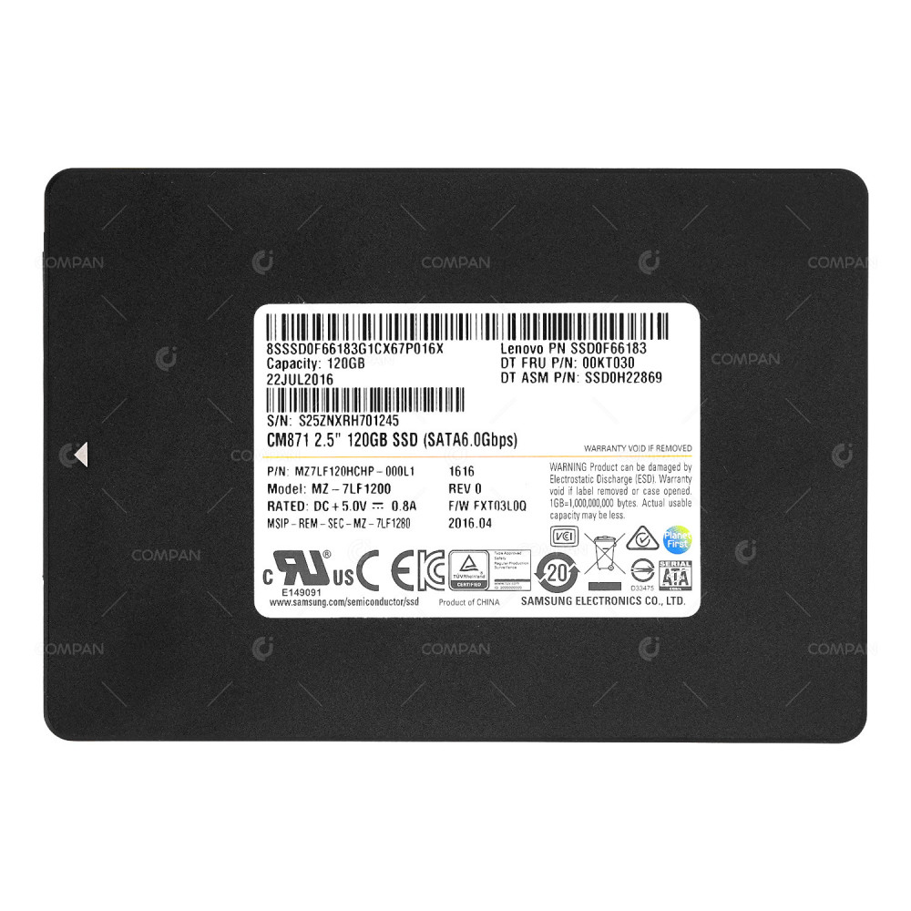 00KT030  SAMSUNG CM871A 256GB 6G SATA 2.5 SFF SSD