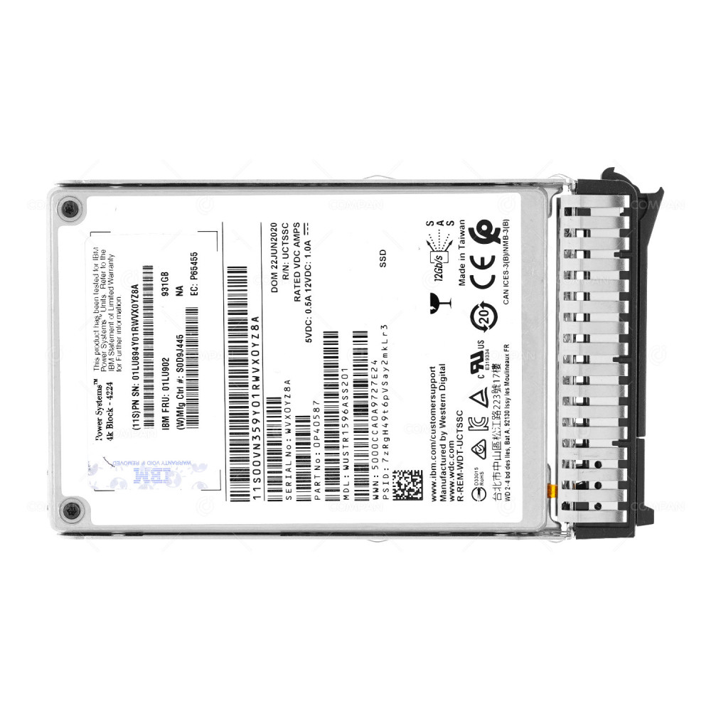 01LU902  IBM SSD 931GB SAS 12G TLC 2.5" SFF FOR IBM POWER9 S924