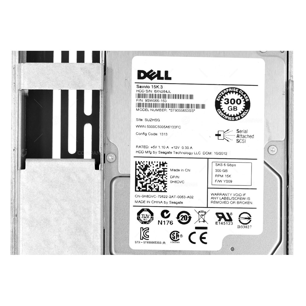 H8DVC LFF  DELL HARD DRIVE 300GB 15K 6G SAS 2.5 SFF IN 3.5 LFF HOT-SWAP	G11 G12 G13