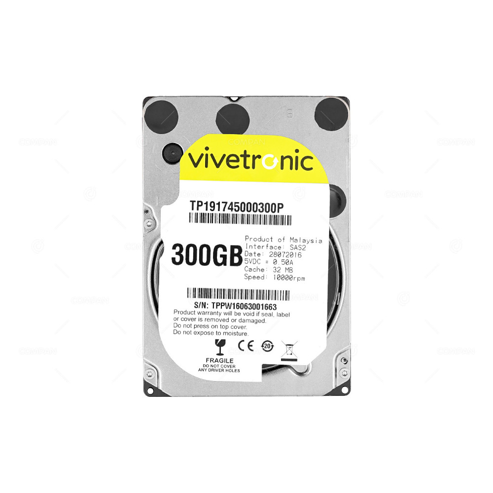 TP191745000300P  VIVETRONIC 300GB 10K 6G SAS 2.5 SFF HARD DRIVE