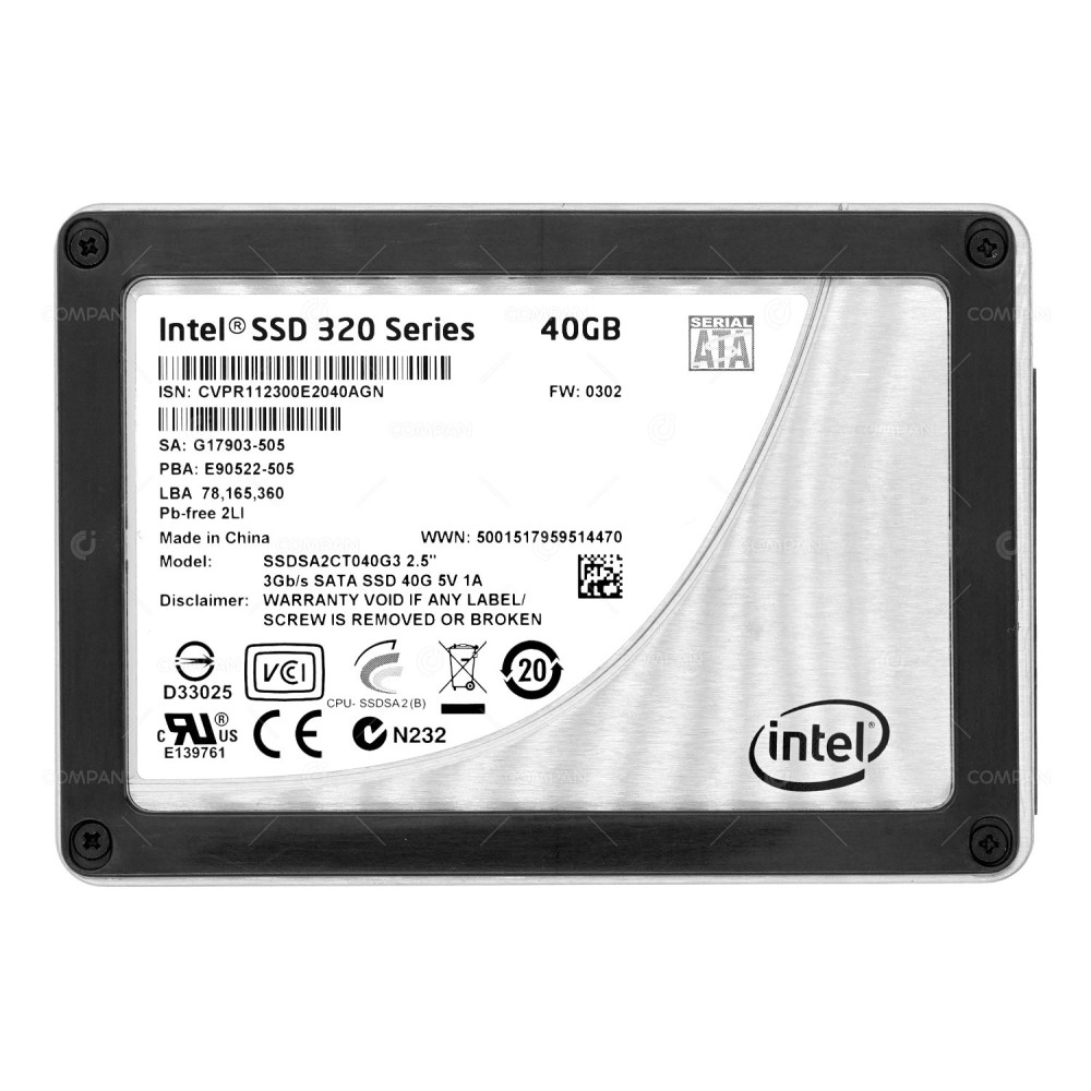 SSDSA2CT040G3  INTEL 40GB 3G SATA 2.5 SFF SSD