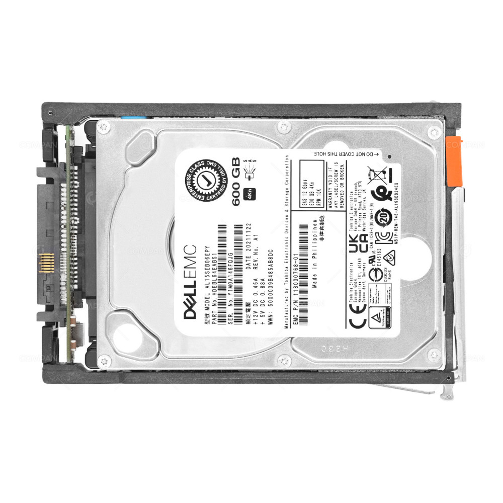 005053151  EMC HDD 600GB 10K SAS 12G 2.5" FOR EMC UNITY XT380 XT480 XT680 XT880
