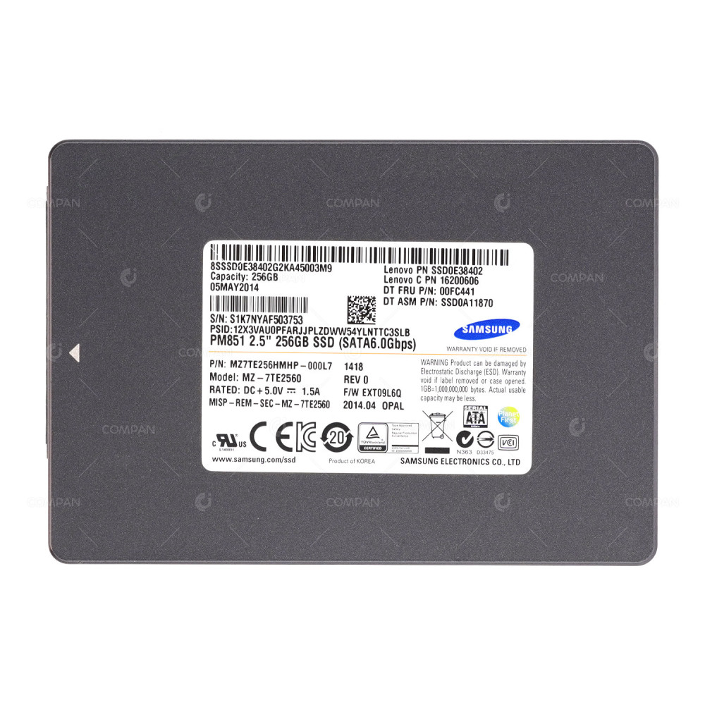 00FC441  LENOVO 256GB 6G SATA 2.5 SFF SSD
