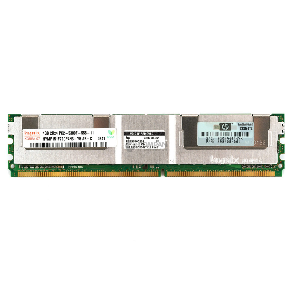 398708-061 HP DDR2 4GB 2RX4 PC2-5300 667MHZ RDIMM CAS 5-5-5