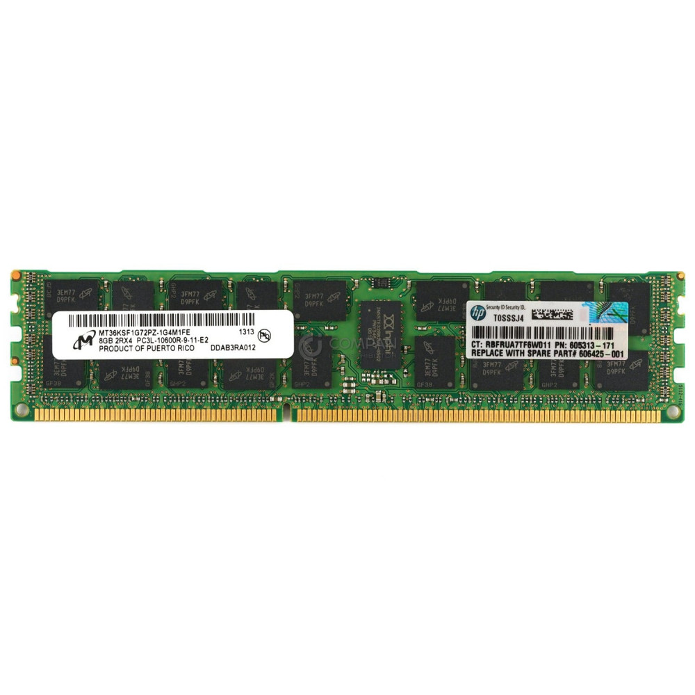605313-171 HP DDR3 8GB 2RX4 PC3L-10600 1333MHZ RDIMM