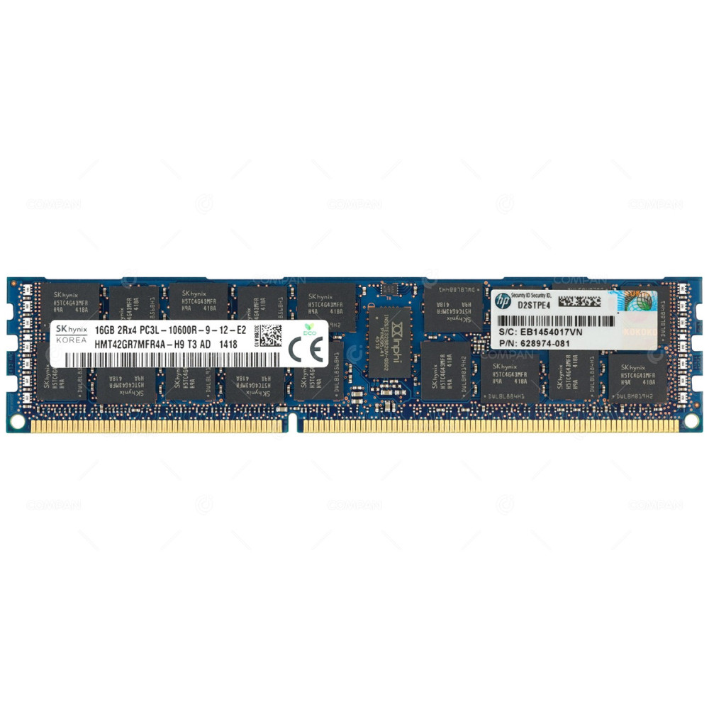 628974-081 HP DDR3 16GB 2RX4 PC3L-10600 1333MHZ RDIMM