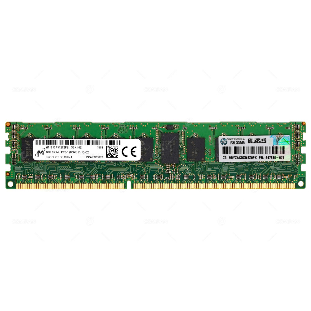 647648-071 HP DDR3 4GB 1RX4 PC3-12800 1600MHZ RDIMM