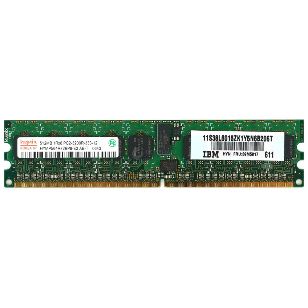 39M5817 IBM MEMORY 512MB 1RX8 PC2 3200R DDR2 38L6015