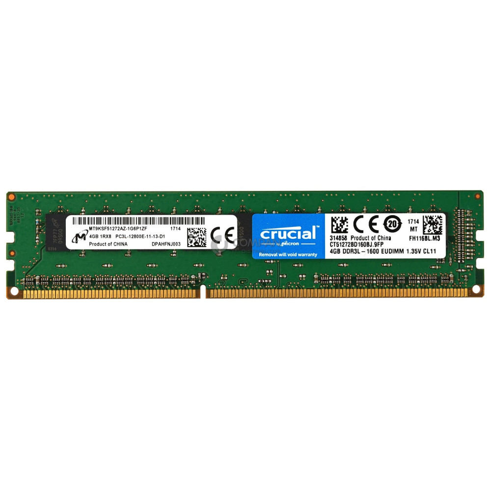CT51272BD160BJ.9FP CRUCIAL MEMORY 4GB 1RX8 PC3L 12800E DDR3 1600 - MT9KSF51272AZ-1G6P1