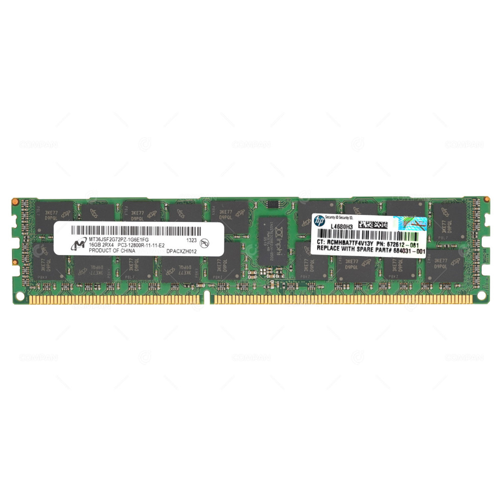 672612-081 HP DDR3 16GB 2RX4 PC3-12800 1600MHZ RDIMM