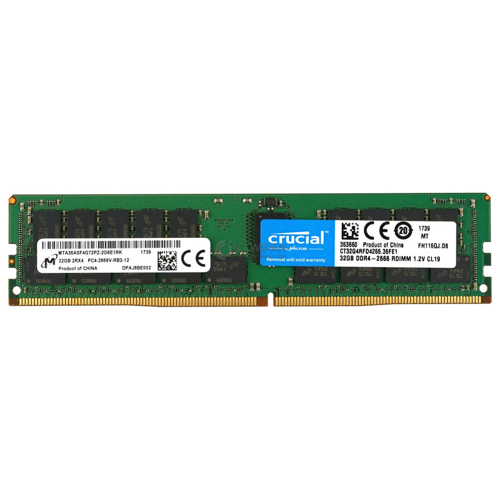 CT32G4RFD4266-36FE1 CRUCIAL MEMORY 32GB 2RX4 PC4-2666V RDIMM DDR4 - MTA36ASF4G72PZ-2G6E1
