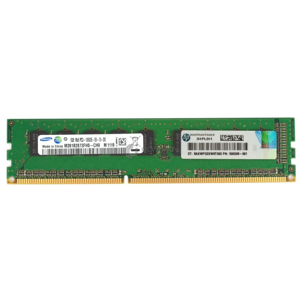 500208-061 HP MEMORY 1GB 1RX8 PC3 10600E DDR3