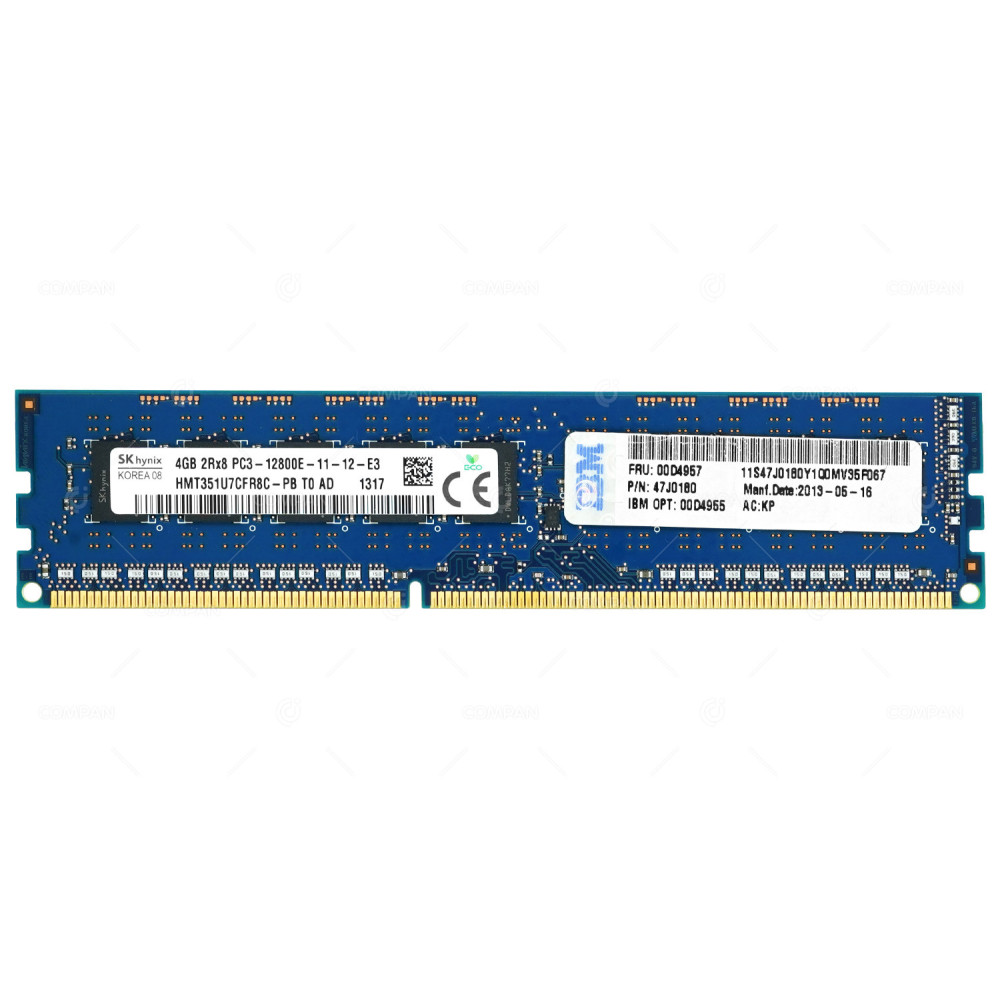 00D4957 IBM DDR3 4GB 2RX8 PC3-12800 1600MHZ UDIMM