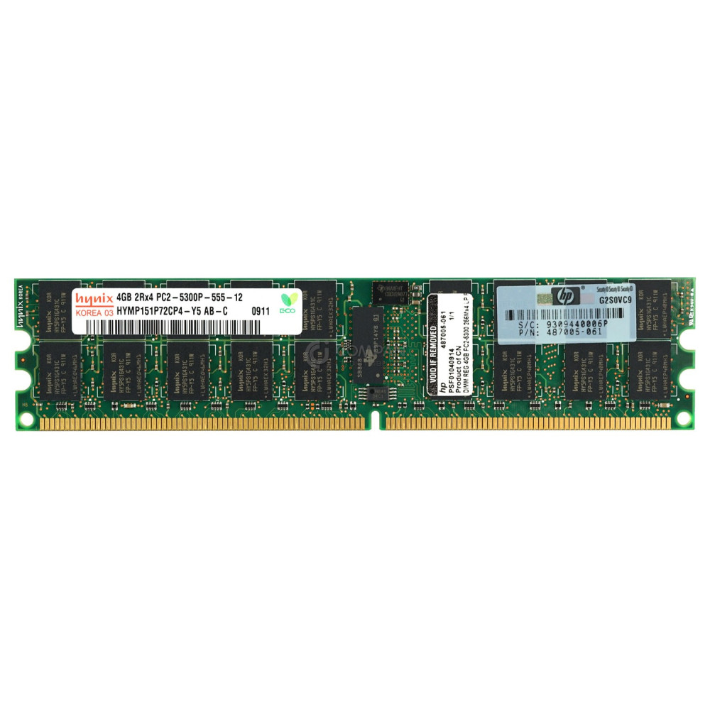 487005-061 HP MEMORY 4GB 2RX4 PC2 5300P DDR2 - 487945-001, 483401-B21