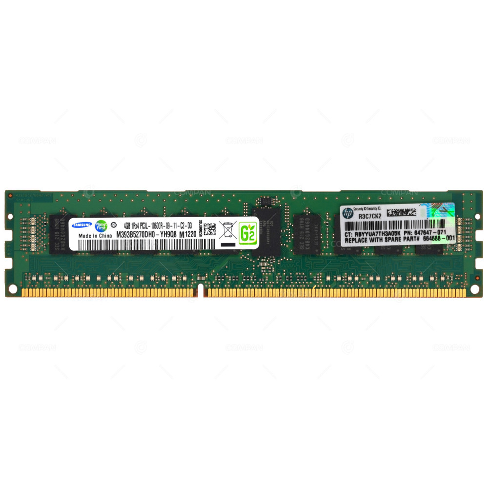 647647-071 HP DDR3 4GB 1RX4 PC3L-10600 1333MHZ RDIMM