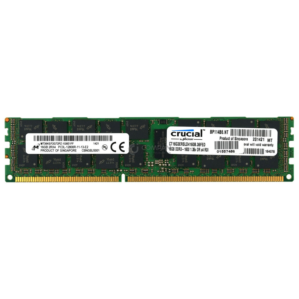 CT16G3ERSLD4160B.36FED CRUCIAL 16GB 2RX4 PC3L-12800R DDR3-1600 MEMORY - MT36KSF2G72PZ-1G6E1
