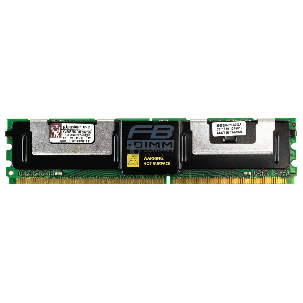 KVR667D2D8F5K2-2G KINGSTON MEMORY 1GB 2RX8 PC2 5300F DDR2 - 9965286-026.A00LF, KVR667D2D8F5K2/2G