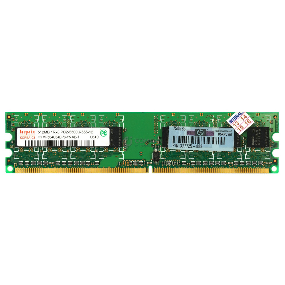 377725-888 HP MEMORY 512MB 1RX8 PC2 5300U DDR2