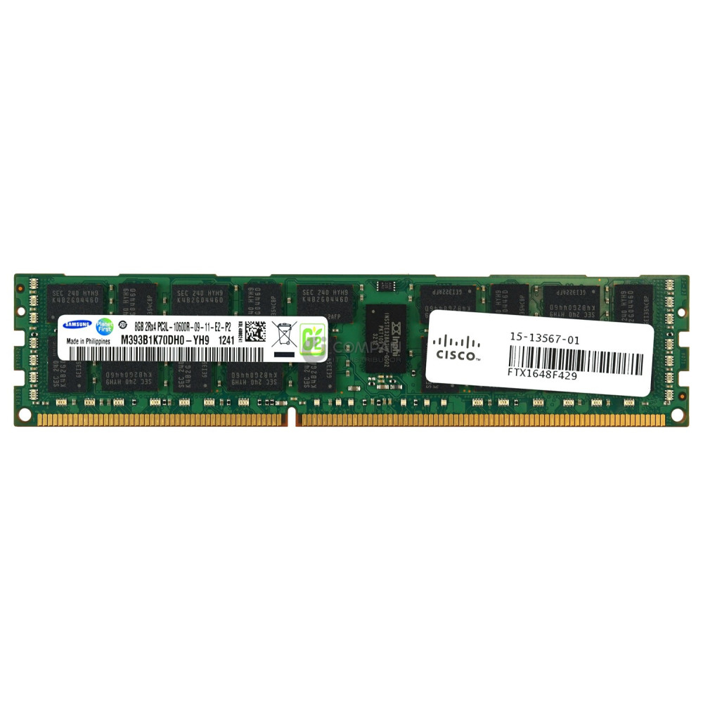 15-13567-01 CISCO MEMORY 8GB 2RX4 PC3L 10600R DDR3 - M393B1K70DH0-YH9, UCS-MR-1X082RX-A