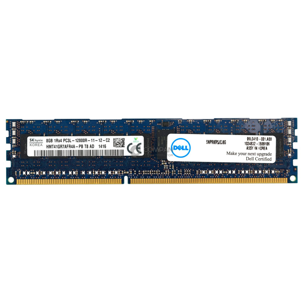 SNPRKR5JC-8G DELL DDR3 8GB 1RX4 PC3L-12800 1600MHZ RDIMM CAS 11-11-11