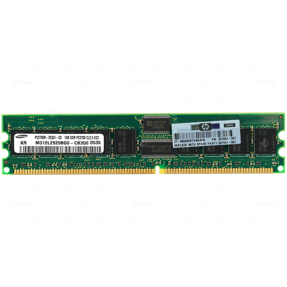 367167-001 HP 1GB PC-2700 DDR  333 MHZ MEMORY 331562-001, M312L2920CZP-CB3