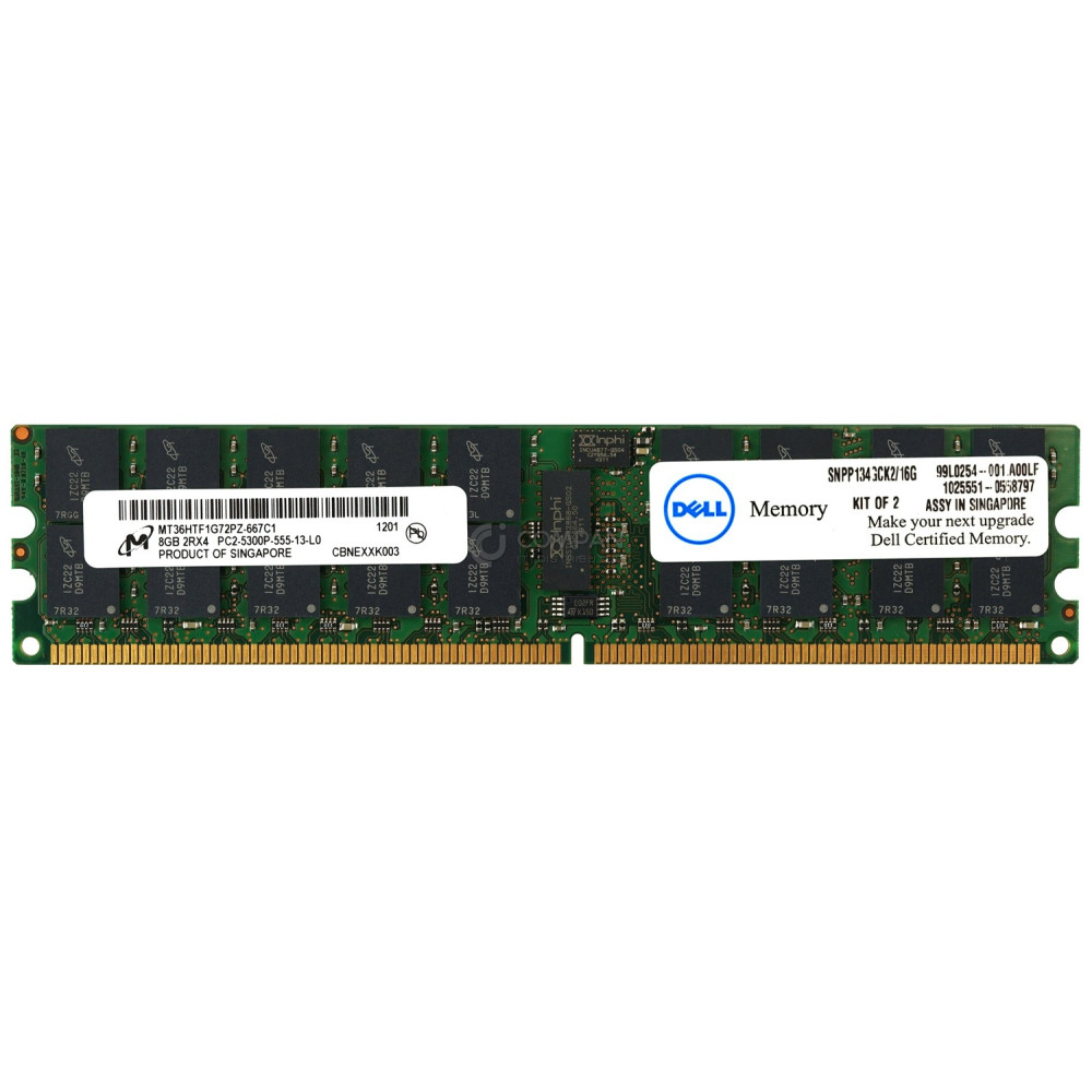 SNPP134GCK2-16G DELL MEMORY 8GB 2RX4 PC2-5300P DDR2