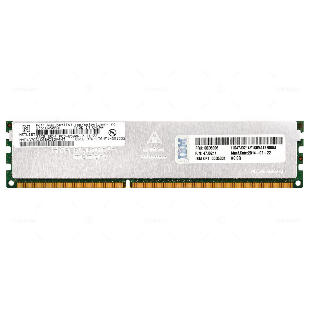 00D5006 IBM MEMORY 32GB 2RX4 PC3 8500R DDR3