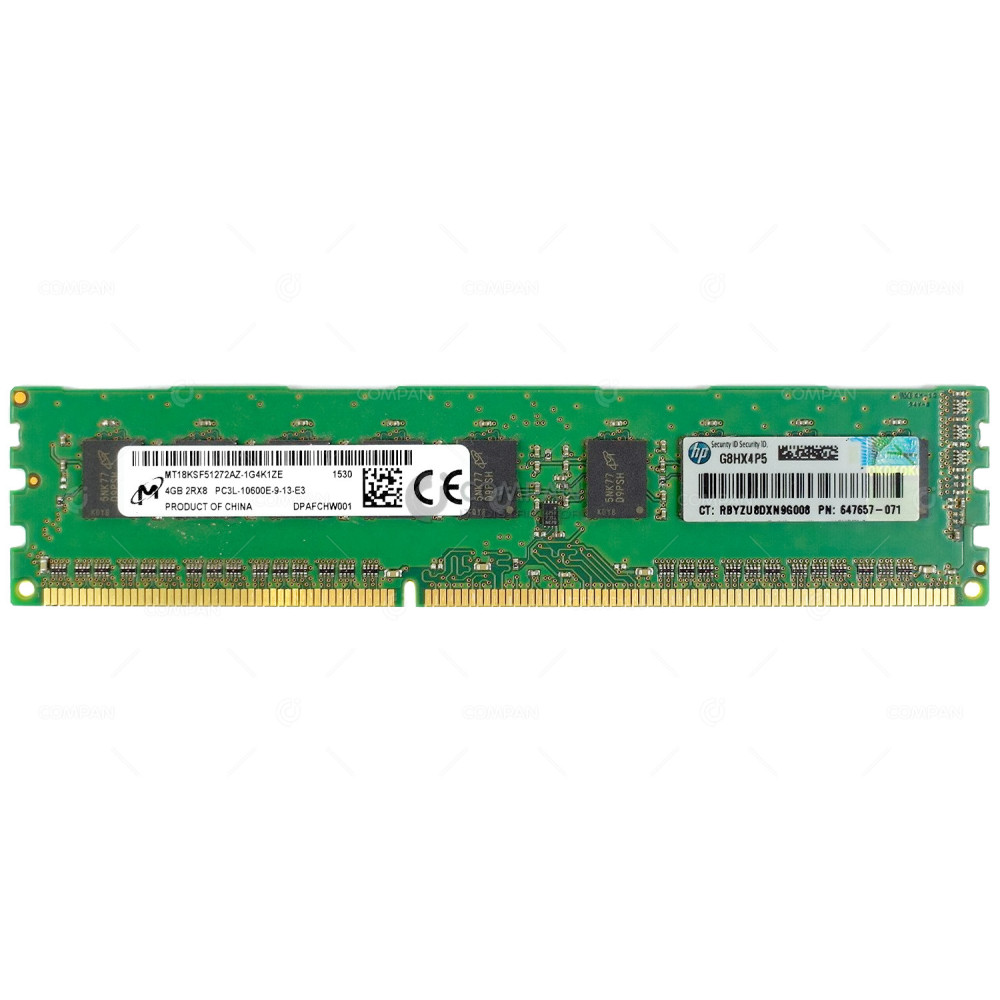 647657-071 HP DDR3 4GB 2RX8 PC3L-10600 1333MHZ UDIMM CAS 9-9-9