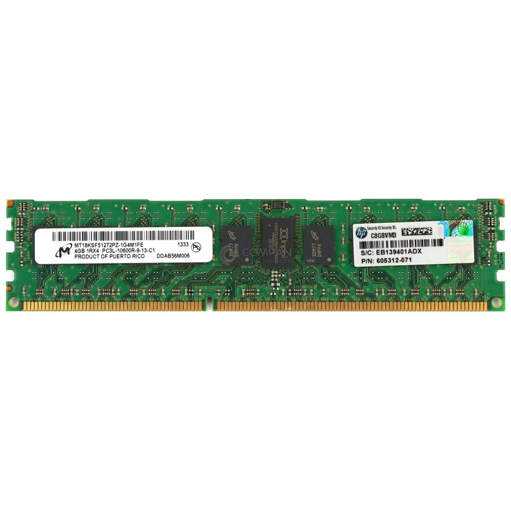 605312-071 HP MEMORY 4GB 1RX4 PC3L 10600R DDR3 606426-001, 604504-B21